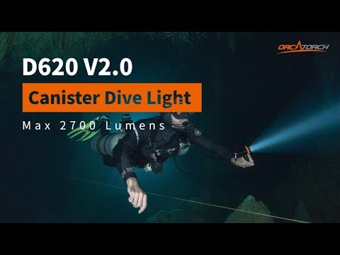 New Upgraded!! OrcaTorch D620 V2.0 2700 Lumens Canister Dive Light for Tech Divers