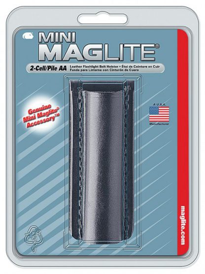 Mini MagLite 2AA Plain Leather Holster - Black-9346