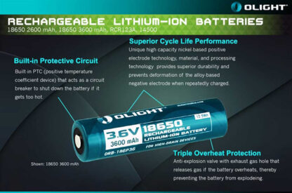 Olight 3600mAh 18650 Rechargeable Battery-Protected-9922