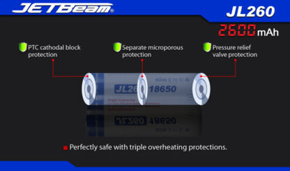 JETBeam 2600mAh 18650 Rechargeable Li-ion Battery-10069