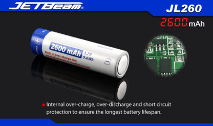 JETBeam 2600mAh 18650 Rechargeable Li-ion Battery-10070