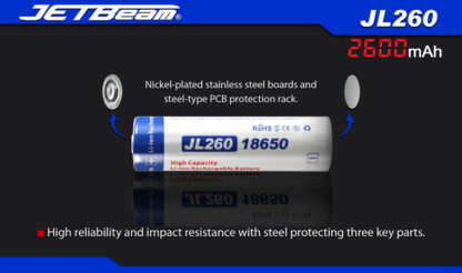 JETBeam 2600mAh 18650 Rechargeable Li-ion Battery-10066