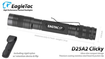 EagleTac D25A2 Clicky CREE XM-L2 LED Pocket Torch (520 Lumens) 2x AA Batteries-19734