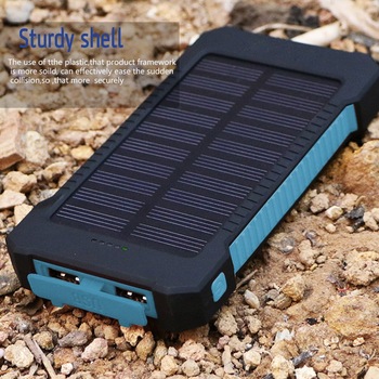 10,000mah Solar Power Bank/Phone Charger- Rubber Waterproof Case-14400