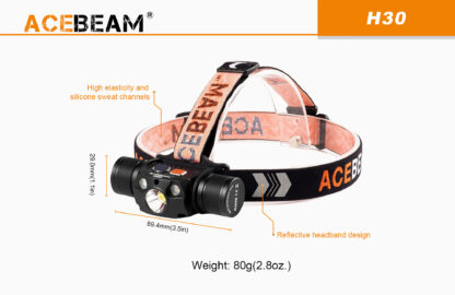 AceBeam H30 Red and Green Light 4000 lumen Rechargeable Headlamp-15144