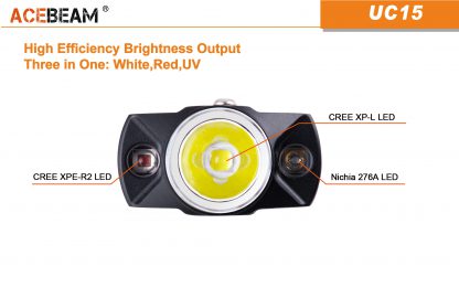 AceBeam UC15 1000 Lumen LED Keychain Torch with UV light - Black-15114