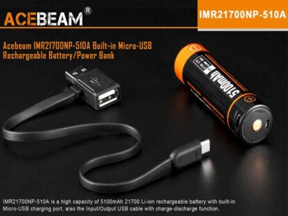Acebeam IMR 21700 USB Rechargeable 5100mAh Li-ion Battery-15838