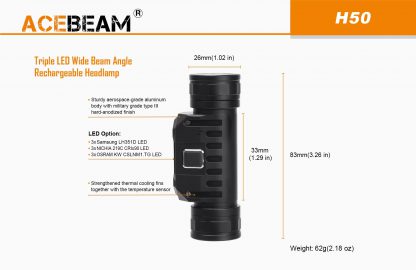 Acebeam H50 Rechargeable Headlamp - 2000 Lumens-16530