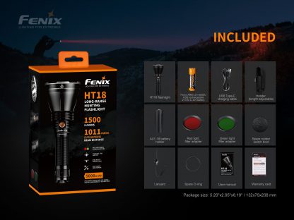 Fenix HT18 Long Range Tactical Flashlight - 1500 Lumens-16550