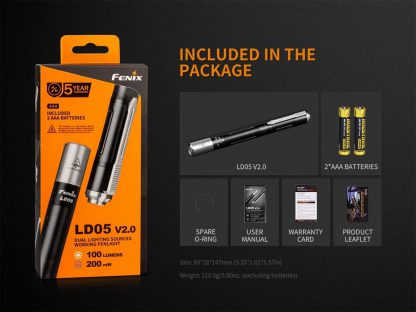 Fenix LD05 V2.0 Penlight with UV Light- 100 Lumens-17495