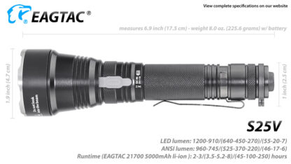 Eagletac S25V USB-C Rechargeable Flashlight - 660 Metres Throw -17729