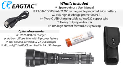 Eagletac S25V USB-C Rechargeable Flashlight - 660 Metres Throw -17724