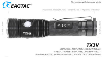 Eagletac TX3V Compact USB-C Rechargeable Torch - 3550 Lumens-18201