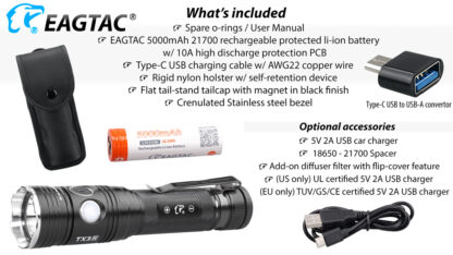 Eagletac TX3V Compact USB-C Rechargeable Torch - 3550 Lumens-18207