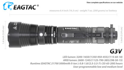 Eagletac G3V USB-C Rechargeable Tactical Flashlight (3200 Lumens)-18649