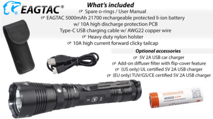 Eagletac G3V USB-C Rechargeable Tactical Flashlight (3200 Lumens)-18638