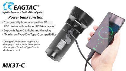 Eagletac MX3T-C USB-C Rechargeable Compact Flashlight/Power Bank - 10000 Lumens-18863