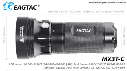 Eagletac MX3T-C USB-C Rechargeable Compact Flashlight/Power Bank - 10000 Lumens-18865
