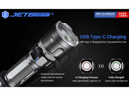 JETBeam 3Ms Guardian USB-C Rechargeable LED Flashlight - 2000 Lumens-18906