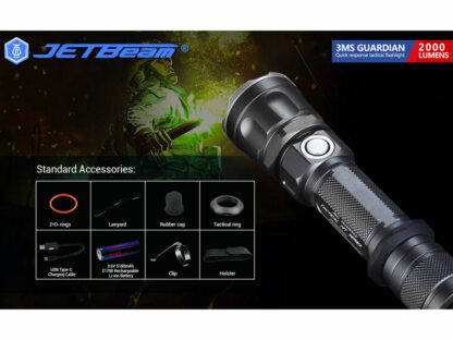 JETBeam 3Ms Guardian USB-C Rechargeable LED Flashlight - 2000 Lumens-18895