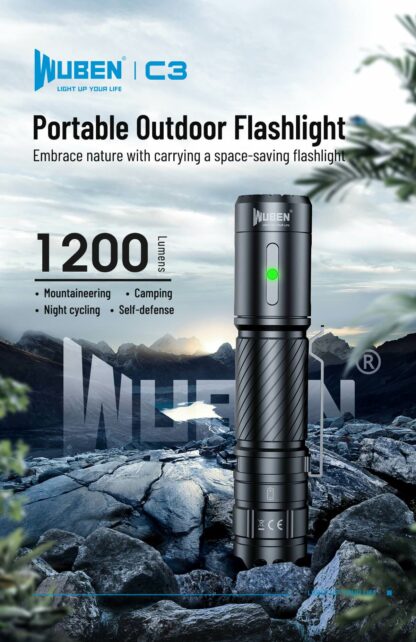 WUBEN C3 USB-C Rechargeable Compact Flashlight - 1200 Lumens-19110