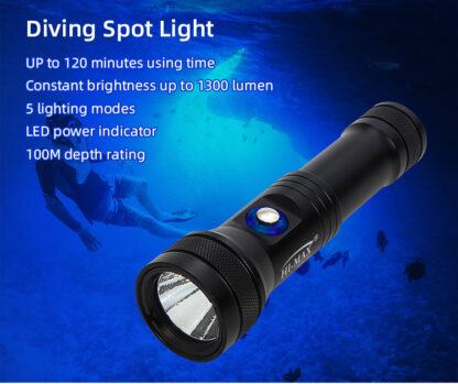 Hi-Max HD01 Rechargeable Dive Torch - 1300 Lumens (Black)-19058