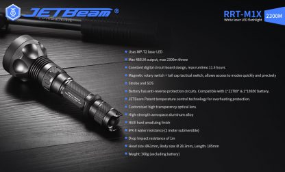 JETBeam RRT-M1X White Laser Flashlight - 2300 Metres-19289