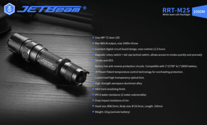 JETBeam Raptor RRT-M2S White Laser Flashlight - 1000 Metres-19274