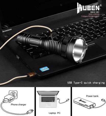 WUBEN T102 Pro USB-C Rechargeable Searchlight - 3500 Lumens-19411