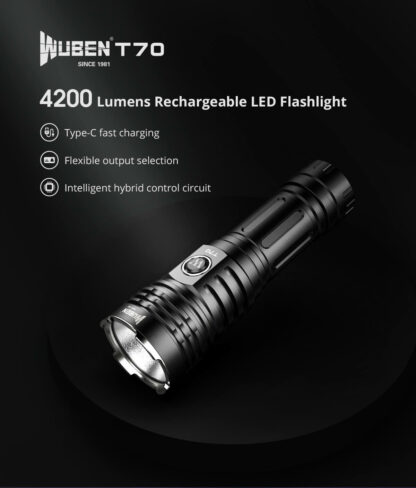 Wuben T70 USB-C Rechargeable Flashlight - 4200 Lumens-19336