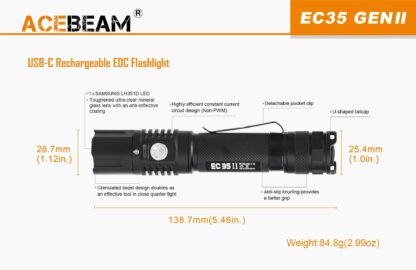 Acebeam EC35 II Compact Rechargeable Flashlight (1100 Lumens)-19852