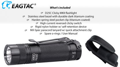 EagleTac D25C MK II Clicky Nichia 219C CRI92 LED Pocket Torch (510 Lumens)-19760