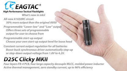 EagleTac D25C MK II Clicky Nichia 219C CRI92 LED Pocket Torch (510 Lumens)-19764