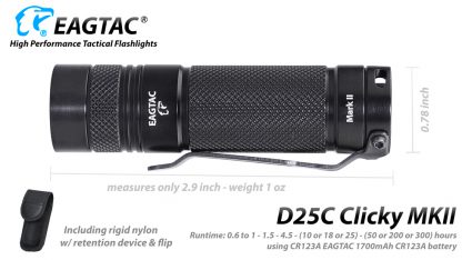 EagleTac D25C MK II Clicky Nichia 219C CRI92 LED Pocket Torch (510 Lumens)-19766