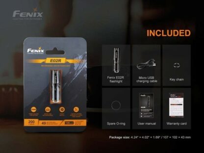 Fenix E02R Rechargeable Keychain Light - 200 Lumens-19975