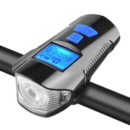 Hi-Max Rechargeable Bicycle Light with Horn and Speedometer, and 3V Rear Tail Light-20315