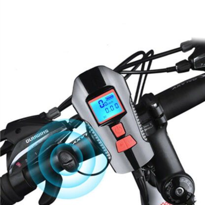 Hi-Max Rechargeable Bicycle Light with Horn and Speedometer, and 3V Rear Tail Light-20316