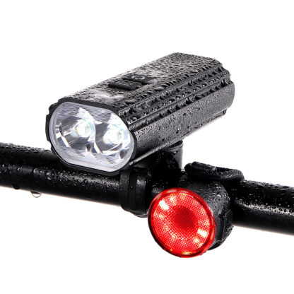 Hi-Max Rechargeable Bicycle Headlight (1800 Lumens) and Tail Light Set-0