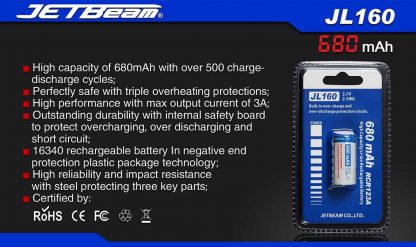 JETBeam RCR123A Rechargeable Battery JL160-20479