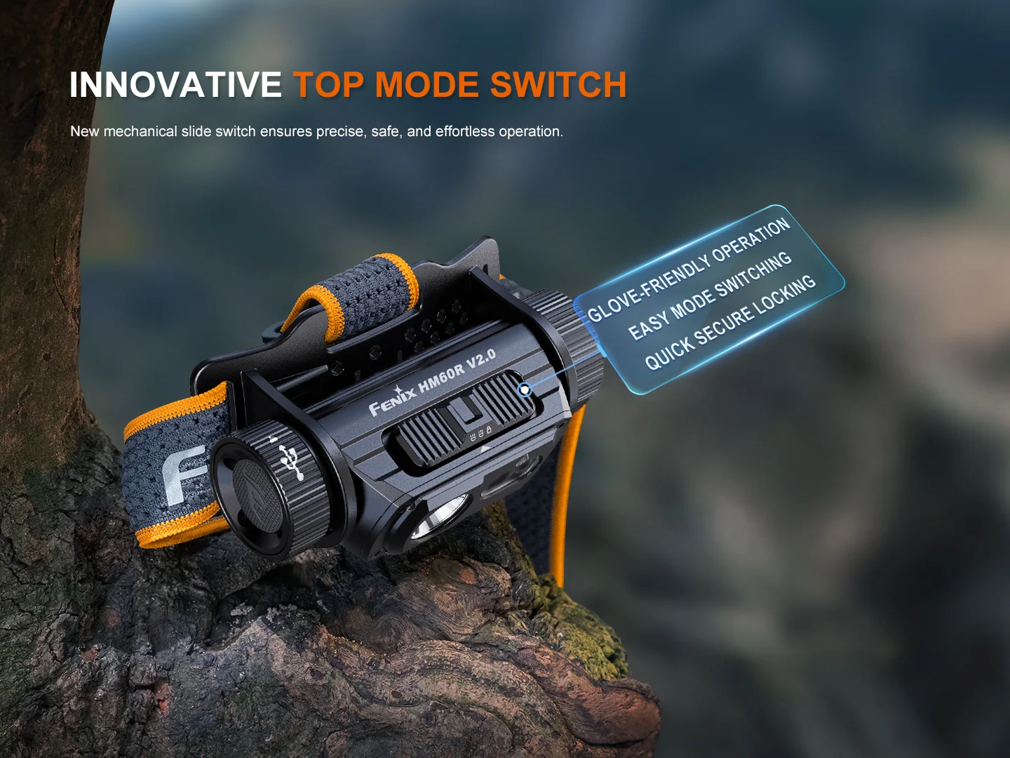 Fenix HM60R V2.0 Rechargeable Headlamp with Red Light and Intelligent Frequency Sensor - 1600 Lumens, 170 Metres