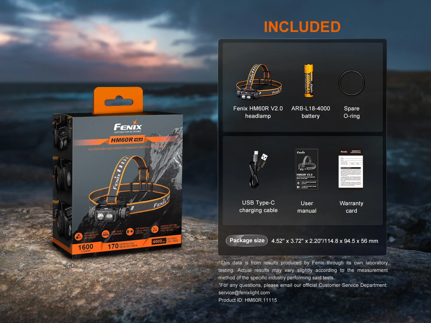 Fenix HM60R V2.0 Rechargeable Headlamp with Red Light and Intelligent Frequency Sensor - 1600 Lumens, 170 Metres