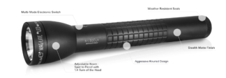 MagLite ML300LX 2D-Cell LED Torch Black - 487 Lumens, 323 Metres