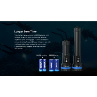XTAR D26 2500 Diving Light Kit (Short) – 2500 Lumens
