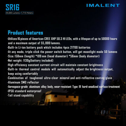 Imalent SR16 55000 Lumens Flashlight