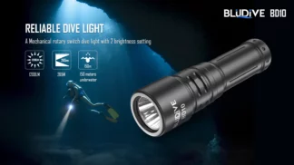 BluDive BD10 Diving Light with Rotary Switch - 1200 Lumens, 265 Metres