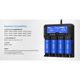 XTAR VP4L PLUS Premium 4-Bay Battery Analyser and Charger with Power Bank Function