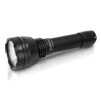 Fenix HT32 flashlight in red and green color with a white background