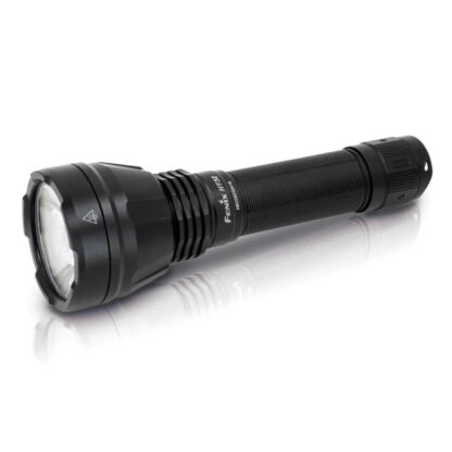 Fenix HT32 flashlight in red and green color with a white background
