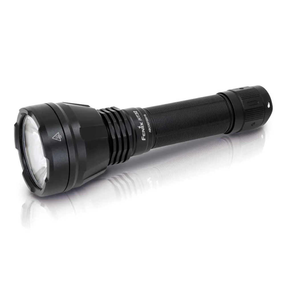 Fenix HT32 flashlight in red and green color with a white background