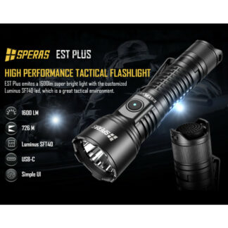 SPERAS EST PLUS Rechargeable Longe Range Flashlight - 1600 Lumens, 726 Metres